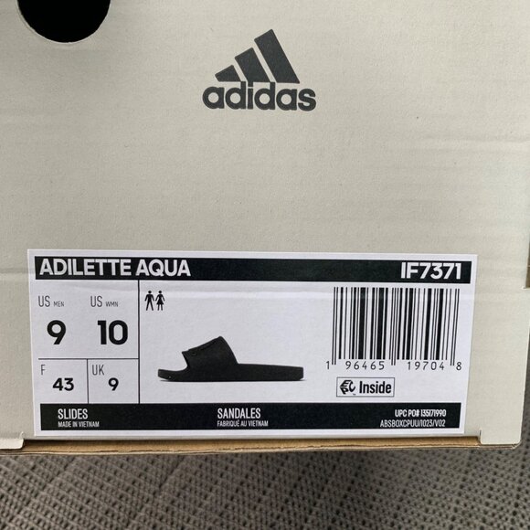 Adidas Adilette Aqua Slides Black Unisex US Men 9 US Women 10 Slip-On Footwear - Picture 6 of 6